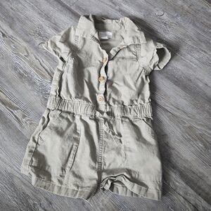 3T Girls Tan Button-Up Romper